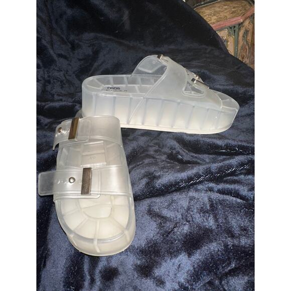ASOS CLEAR JELLY FLATFORM PLATFORM ADJUSTABLE BUCKLE SANDALS 8 - Picture 1 of 10